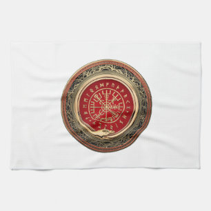 [300] Vegvisir - Viking Guld Magic Runic Compass Kökshandduk