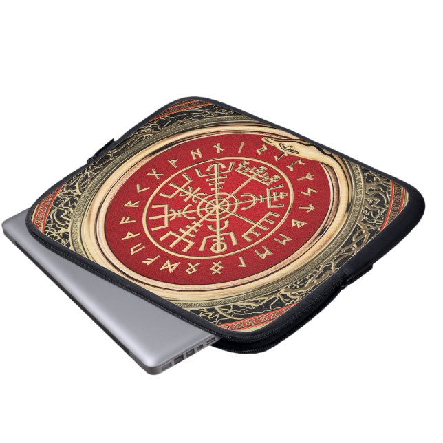[300] Vegvisir - Viking Guld Magic Runic Compass Laptop Fodral (Framre botten)