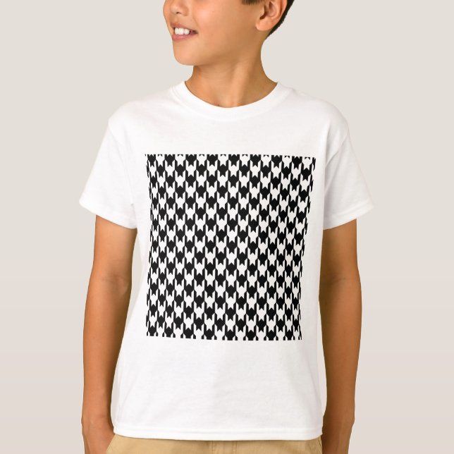 302 BLACK WHITE HOUNDSTOOTH MÖNSTER BAKGRUND WA T SHIRT (Framsida)