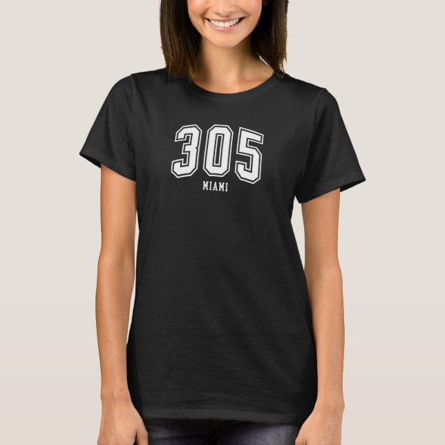 305 Miami FL Arched Athletic Design T Shirt (Framsida)