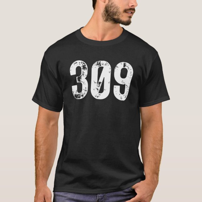 309 Områdeskod Peoria IL Mobile Telefon Area Code T Shirt (Framsida)