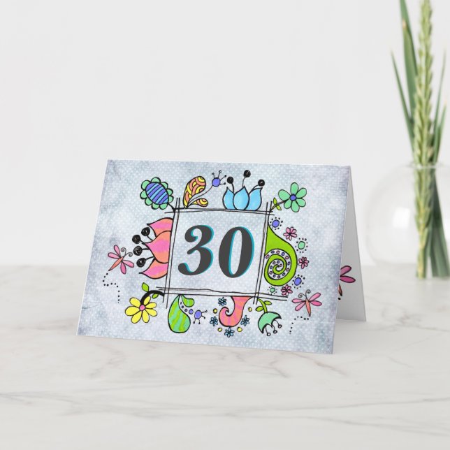 30 30års födelsedag-årsdag Anpassningsbar tryckt Kort (Framsida)