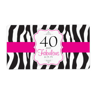 30/40/50/60 Fabulous Zebra Vattenflaska Labels Fraktsedel
