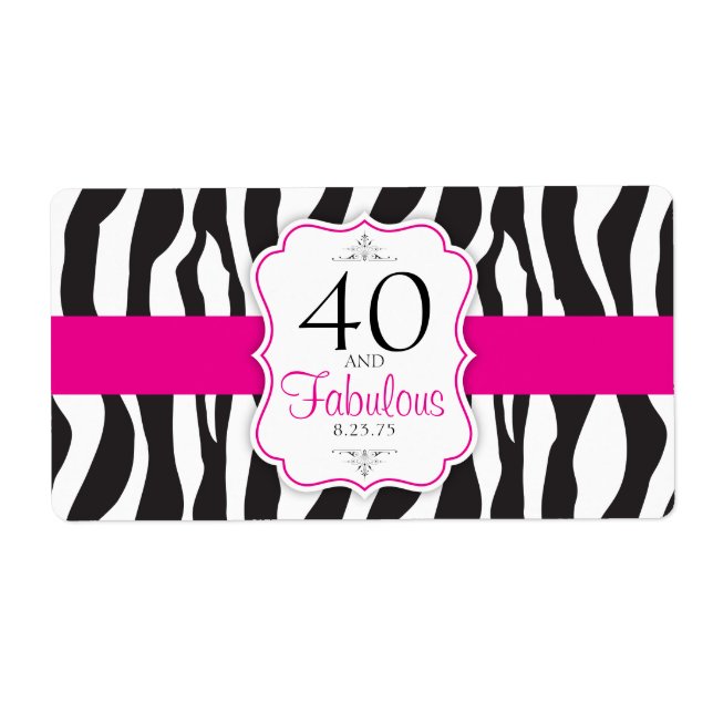 30/40/50/60 Fabulous Zebra Vattenflaska Labels Fraktsedel (Framsidan)