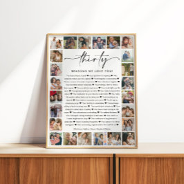 30 anledningar till att vi Kärlek dig Photo Collag Perfect Poster