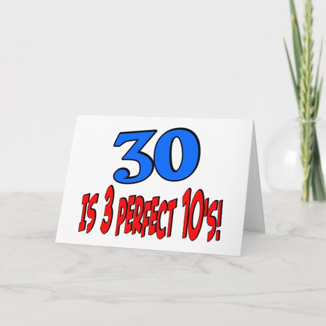 30 är 3 perfekta 10s (BLÅTT) Kort (Framsida)