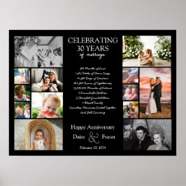 30 år bröllop-årsdag för redigerbar fotokollage poster