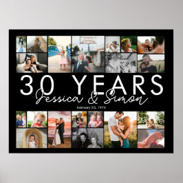 30 år bröllop-årsdag för redigerbar fotokollage poster