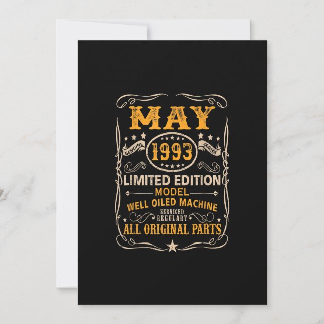 30 år gammal 30års födelsedag Dekoration maj 1993 Inbjudningar (Framsida)