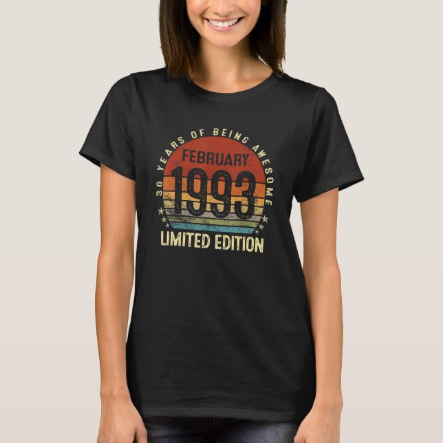 30 år gammal februari 1993 30års födelsedag 1 t shirt (Framsida)