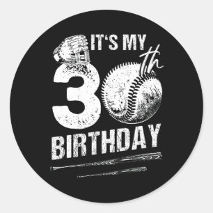 30 år gammal Vintage Baseball Lycklig 30års födels Runt Klistermärke
