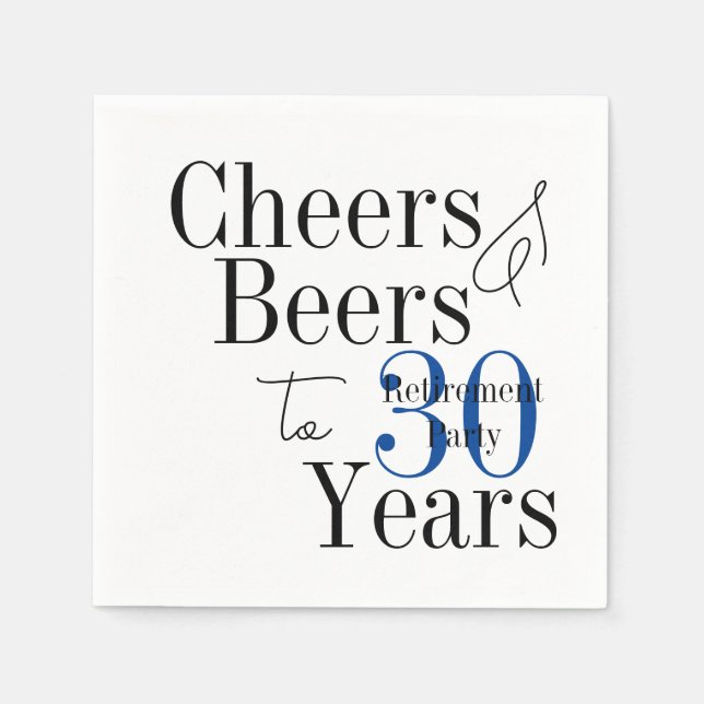 30 år Pension Cheers Öl Blue Party Pappersservett (Framsidan)