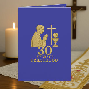 30 År Prästvigning Guld Elegant Katolsk Kort