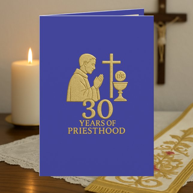 30 År Prästvigning Guld Elegant Katolsk Kort (Skapare uppladdad)