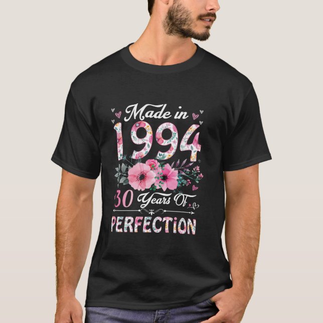 30-årig gåva 1994 Blommigt 30års födelsedag T Shirt (Framsida)