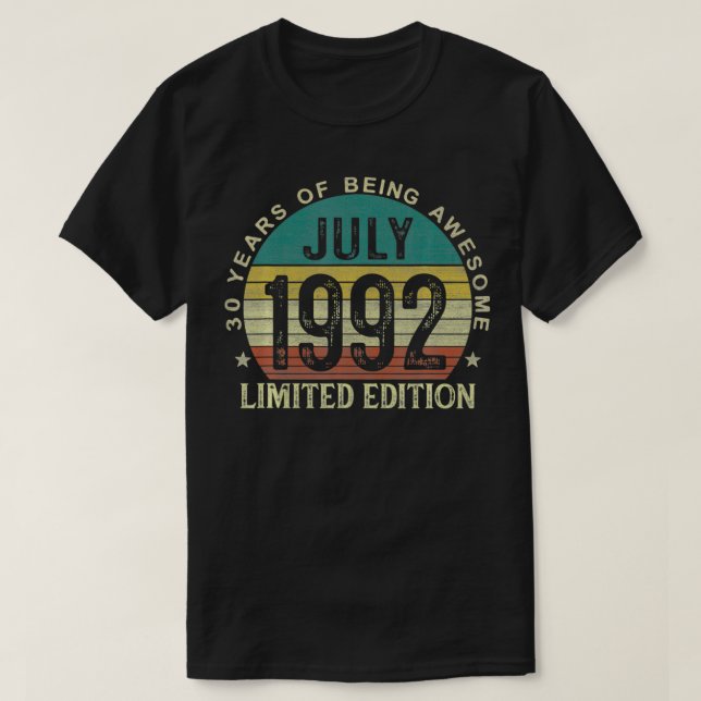 30-åriga gåvor juli 1992 Begränsad utgåva 30 B T Shirt (Design framsida)