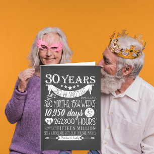 30-års bröllopsdag, kritskrifttavla, 30 år kort