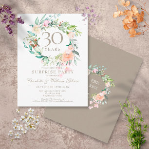 30-års bröllopsjubileum Överraskningsfest Blommor Vykort