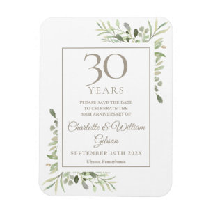 30-års bröllopsjubileum Save the Date Grönska  Magnet
