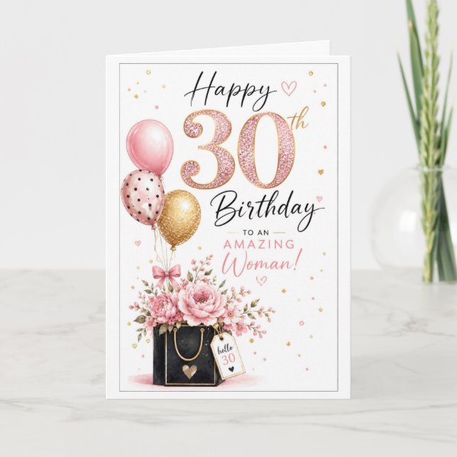 30-års elegant födelsedagsfirande kort (Framsida)