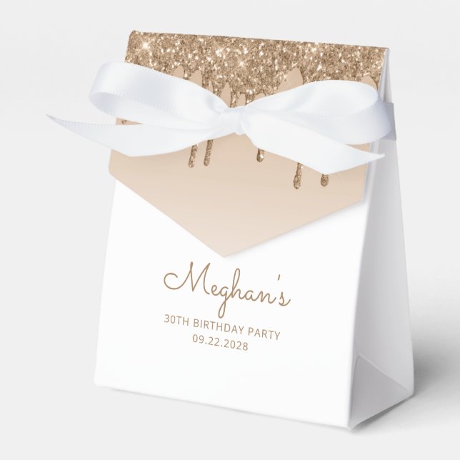 30-års födelsedag Elegant guld glitter droppmanus Presentaskar (Framsidan Sidan)