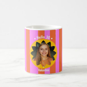 30-års födelsedag färgrik foto rosa gul trendig kaffemugg