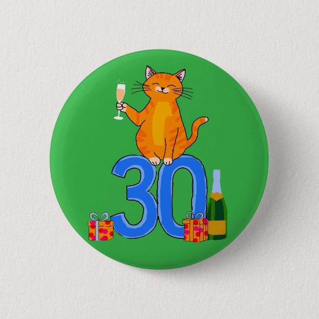 30-års födelsedag katt firande 30 år trettio knapp (Framsida)