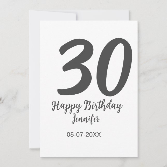 30-års födelsedag lägga till namn datum år svart m inbjudningar (Framsida)