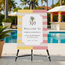 30-års födelsedag Palm Beach Pastell Randig Tropis