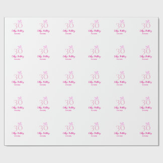 30-ÅRS FÖDELSEDAG rosa band PASTELL HANDRITAD RETR Presentpapper