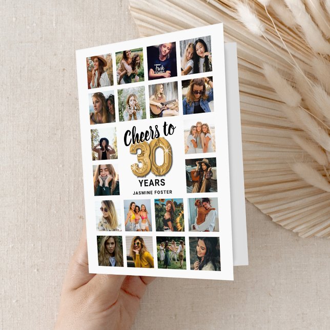 30-års födelsedags fotokollagekort inbjudan (Skapare uppladdad)