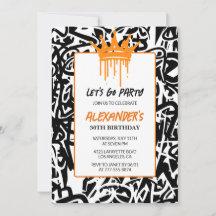 30-års födelsedagsinbjudan Män Festa Graffiti-måln