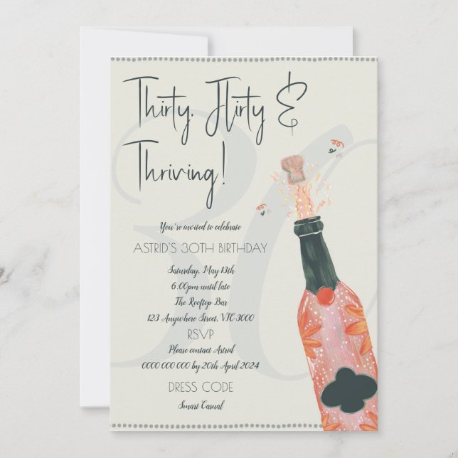 30-ÅRS FÖDELSEDAGSINBJUDAN! TRETTIO FLITTY OCH FRO INBJUDNINGAR (Framsida)