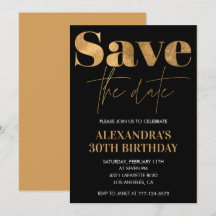 30-års födelsedagsinbjudningar Spara datum Svart G