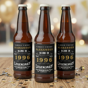 30-års födelsedagslegend född 1996 Vintage svart Ölflaska Etikett