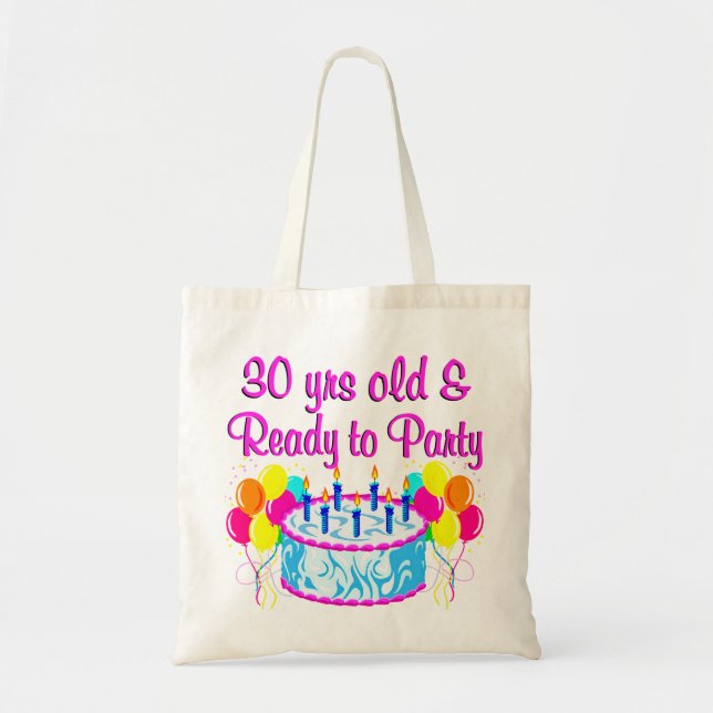 30 ÅRS GAMLA OCH REDO TILL PARTY TYGKASSE (Framsidan)