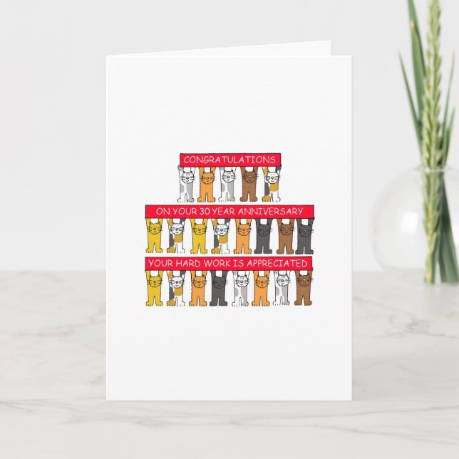 30 års Grattisar på arbetsårsdagen för matsalar Kort (Framsida)