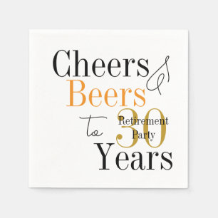 30 Års Pension Cheers Öl Minimal Fest Pappersservett