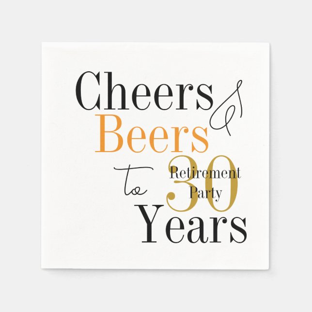 30 Års Pension Cheers Öl Minimal Fest Pappersservett (Framsidan)