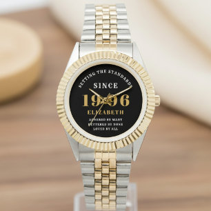 30-årsdag 1996 Elegant svart vit Chic Armbandsur