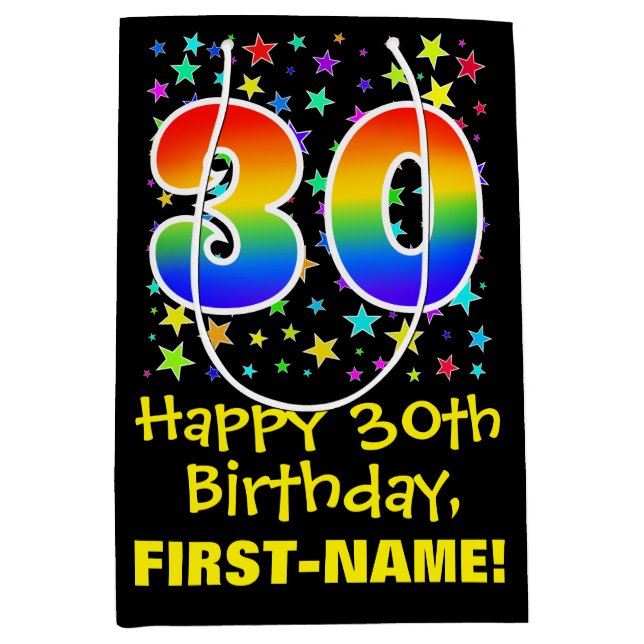 30-årsdag: Färgglada stjärnmönster & regnbåge 30 (Framsidan)
