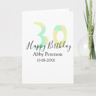 30-årsdag fet stil pastell gul svart retr kort