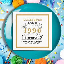 30-årsdag Född 1996 Vit Guld Legend Pappersservett