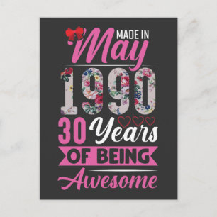 30-årsdag Maj 1990 30 år gammal Hustru Mor Vykort