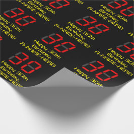 30-årsdag: Röd digital klocka stil "30" + Namn Presentpapper