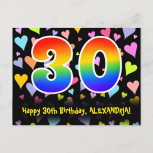 30-årsdag: Roligt hjärtmönster, regnbåge 30 Vykort