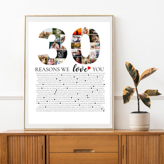 30-årsdagsskäl varför vi älskar dig fotokollage poster (Skapare uppladdad)