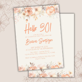 30-årsfest Ferskrosa Beige Elfenbensvita Blommor Inbjudningar