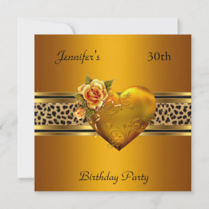 30-årsfest Gold Heart Jewel Leopard Inbjudningar