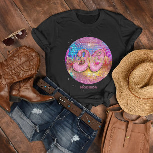 30-årsfest Guld Rosa Glitter Diskoboll T Shirt